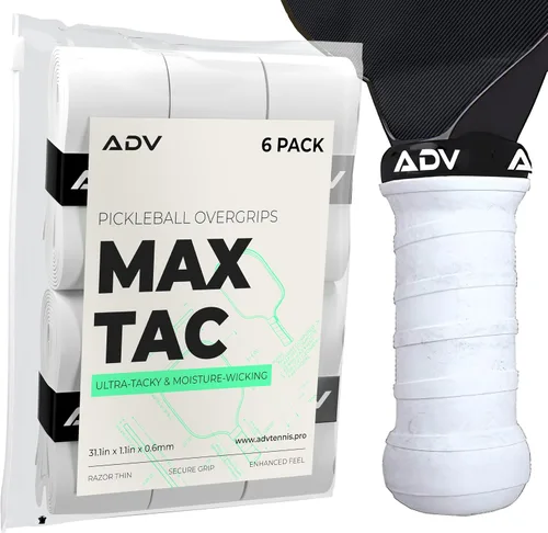 Vista 12 de Cinta de agarre adhesiva extremadamente pegajosa y antideslizante ADV MaxTac para pickleball - Paquete de 3, 6, 12 - Sobregrip para raqueta