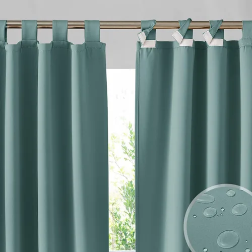 Vista 10 de RYB HOME Cortinas para Exteriores para Patio - 2 Paneles Cortinas para Exteriores Desmontables con Parte Superior Adhesiva Impermeables Opacas