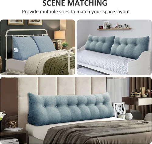 Vista 6 de Almohada pequeña de cuña para cabecero, almohada de lectura para sentarse en la cama, respaldo de adulto, almohada triangular de refuerzo para sofá