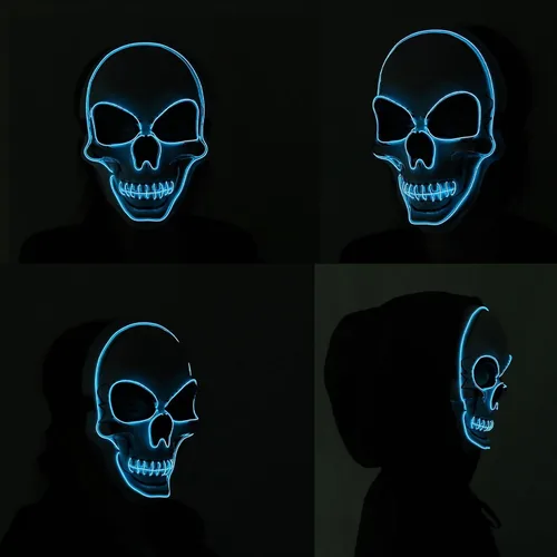 Vista 4 de Light Up Skull Mask, Halloween Creepy LED Skeleton Mask for Cosplay, Adults&
