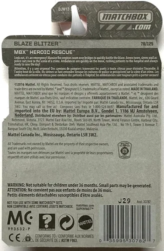 Vista 6 de Matchbox 2016 MBX Heroic Rescue Blaze Blitzer Fire Engine 76/125, rojo