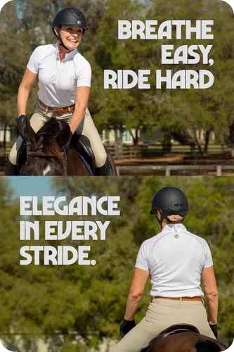 Vista 3 de Equinavia Ingrid Equestrian Show - Camisa de manga corta con paneles de malla refrescante para mujer