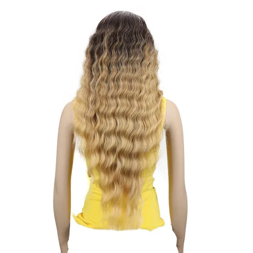 Vista 13 de Joedir - Peluca de 30 pulgadas de largo con encaje frontal, cabello ondulado profundo, parte superior, cabello natural superior con abuelitos