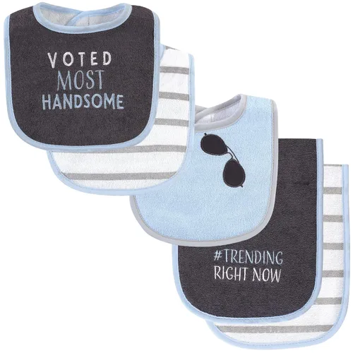 Vista 6 de Hudson Baby Conjunto unisex de babero de rizo de algodón y paño para eructos, talla única