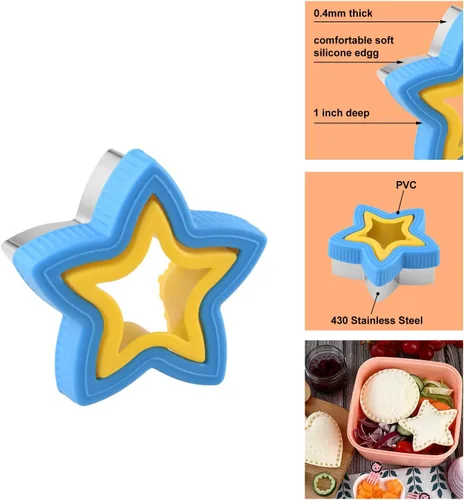 Vista 3 de Juego de 6 piezas de cortador y sellador de sándwiches para niños, sándwiches sin incrustaciones de diferentes formas para la familia, cortador