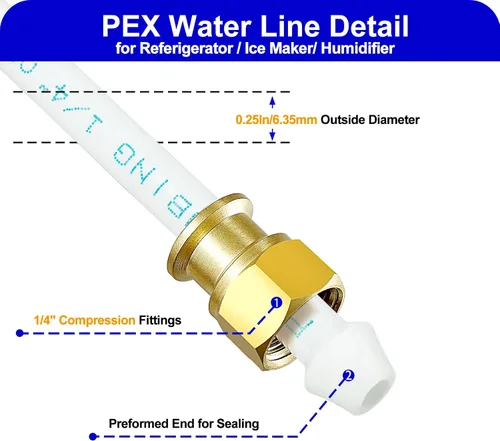 Vista 2 de Línea de agua para refrigerador PEX de 15 pies - Accesorios de compensación