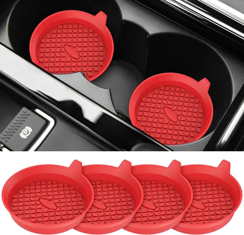 Vista 19 de ME.FAN Posavasos para Portavasos de Coche [Paquete de 4] Alfombrillas de Silicona para Tazas, Accesorios Interiores Universales Antideslizantes