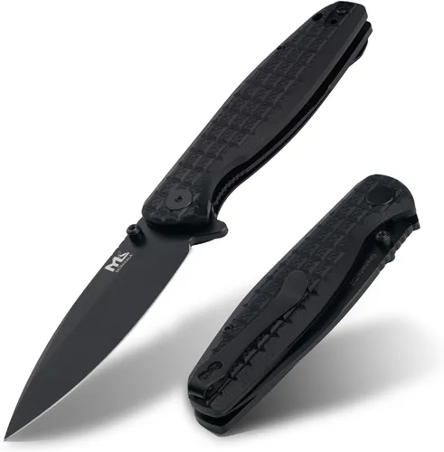 Vista 7 de Cuchillo plegable – Cuchillo de bolsillo plegable de acero D2 de 3.5 pulgadas, mango G10, apertura y cierre con una sola mano, rodamientos de bolas