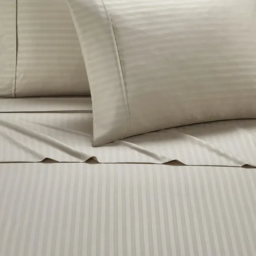 Vista 2 de Chic Home Siena - Juego de sábanas de 4 piezas con diseño de rayas de color sólido, incluye 1 encimera, 1 sábana bajera y 2 fundas de almohada, Verde