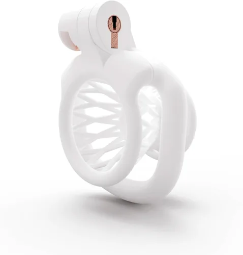 Vista 9 de Jaula de castidad negativa Juguete sexual masculino con 4 anillos de pollos 3D pequeños dispositivos de chasidad bloqueadas jaulas de nylon trampa