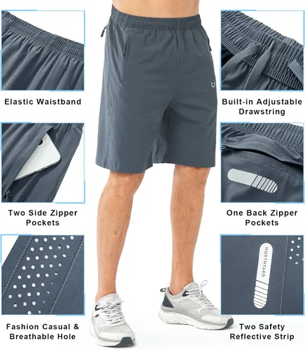 Vista 4 de NORTHYARD Pantalones cortos deportivos ligeros de secado rápido y de 7pulgadas para hombre, para senderismo, deportes, gimnasio, correr