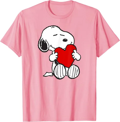 Vista 40 de Peanuts Camiseta de San Valentín Snoopy Hugging Heart, Negro
