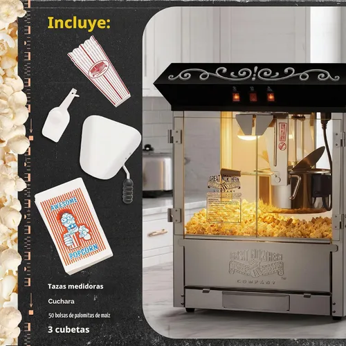 Vista 2 de Máquina para palomitas de maíz perfectas Great Northern de 10 oz, hace 12 cuartos de galón, Negro