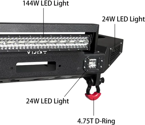 Vista 2 de Parachoques delantero con textura negra compatible con Ford Ranger 1993-1997 (no es compatible con modelos XLT)