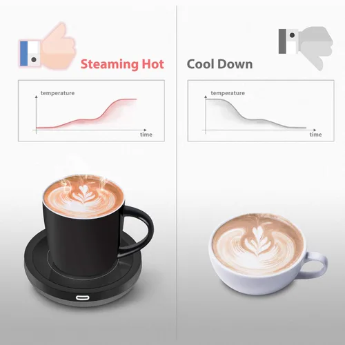 Vista 5 de BESTINNKITS Juego de calentador inteligente de taza de café, encendido/apagado automático, taza de inducción por gravedad, uso en escritorio
