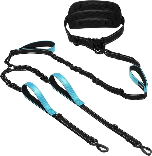 Vista 9 de Correa de perro grande manos libres, correa elástica de 6 a 8 pies con cinturón para perro de hasta 150 libras, correr, caminar, trotar