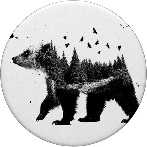 Vista 3 de Bear Wood Canada – Enchufe de osito de palo de madera para teléfonos y tabletas, Negro