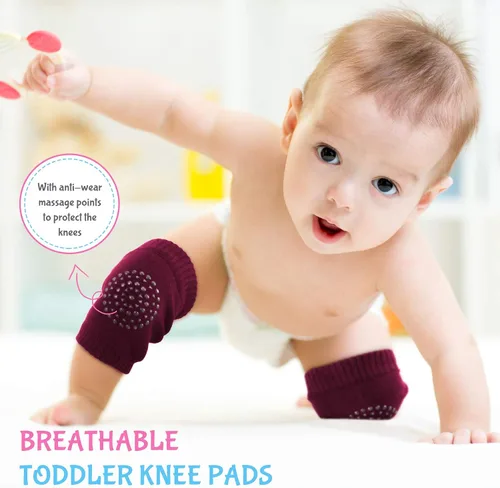Vista 7 de 8 pares de rodilleras antideslizantes unisex para bebés para aprender a gatear calcetines para bebés