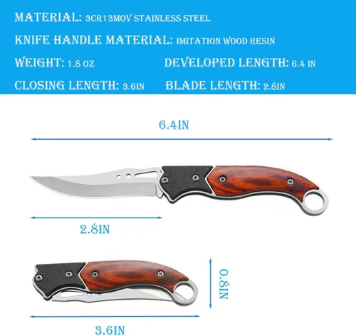 Vista 9 de Cuchillo Plegable Pequeño Cuchillo Táctico Cuchillo de Bolsillo para Salvamento al Aire Libre Conveniente para Llevar Diariamente (12 UNIDADES)