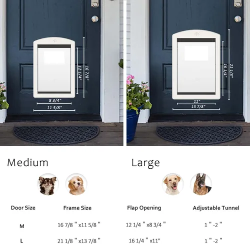 Vista 6 de Puerta de perro para puerta, puerta para perros grandes y mascotas, puerta de plástico resistente para perros y puerta de perro mediana con panel