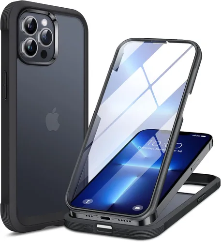 Vista 192 de Miracase - Funda magnética para iPhone 13 Pro Max de 6.7 pulgadas (compatible con MagSafe), transparente, completo, protector de pantalla de vidrio