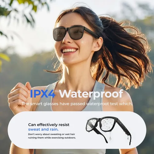 Vista 9 de Lentes inteligentes de traducción Bluetooth AI, lentes inteligentes con más de 140 idiomas traducción en línea y lente de cambio de color, micrófono