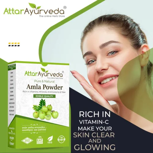Vista 4 de Attar Ayurveda Pure Amla Powder para el crecimiento del cabello 100% puro y natural, sin conservantes reduce la apariencia de manchas en la piel