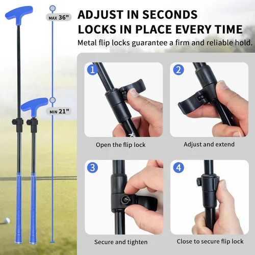 Vista 5 de KOFULL Putter para niños, 4 o 2 piezas, mini putter de golf ajustable a la altura perfecta, putters de golf fáciles de usar, putters bidireccionales