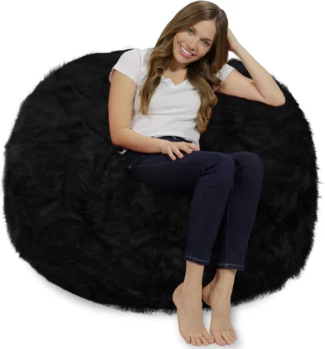 Vista 14 de Chill Sack - Sillón puff, Tela, Suave lino sintético, color negro.