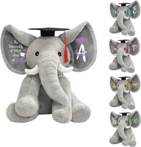 Vista 4 de Peluche personalizado de graduación de vaca de las tierras altas 2026, nombre personalizado con monograma de clase de 2026, lindo regalo