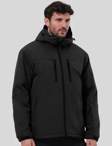 Vista 2 de GEMYSE Chaqueta de esquí para hombre, abrigos de invierno, chaqueta de nieve impermeable, parka cálida con capucha, impermeables con múltiples