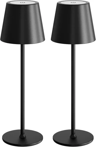 Vista 14 de uuffoo Paquete de 2 lámparas de mesa inalámbricas recargables de 5000 mAh, luces a pilas, control táctil, lámparas de escritorio portátiles LED de 3