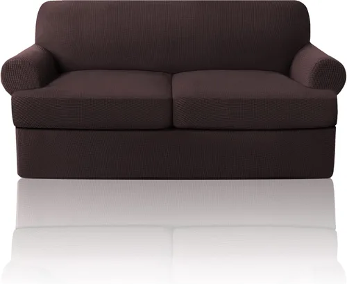 Vista 20 de PrinceDeco Fundas elásticas para sillón de 2 piezas, fundas de sofá para sillas con cojines en forma de T, fundas suaves para muebles con 1 funda