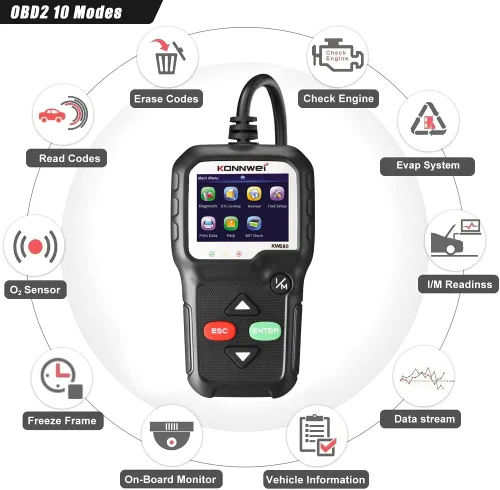 Vista 6 de KONNWEI Herramienta de diagnóstico OBD2 lector de código de coche KW680 Herramienta de escaneo de luz de control mejorado OBD II escáner