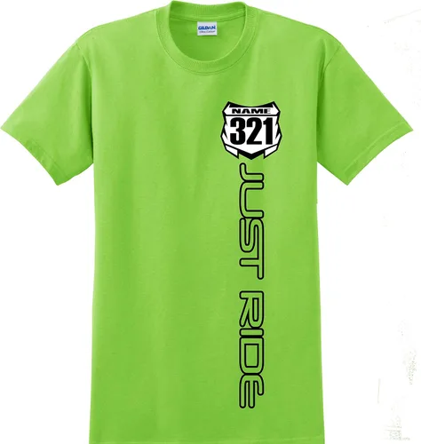 Vista 6 de JUST RIDE Motocross Número Placa Camisa MX Moto Personalizada Kawi Verde Lima KX