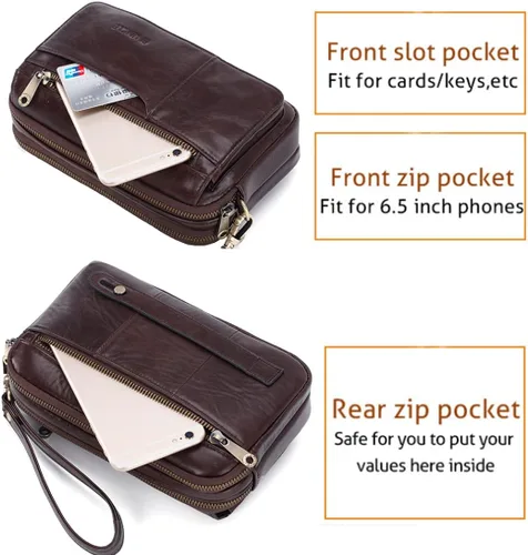 Vista 5 de KPYWZER Bolso de mano de cuero para hombre