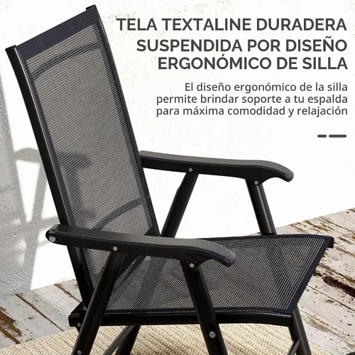 Vista 4 de Outsunny - Juego de 4 sillas plegables para patio, color negro