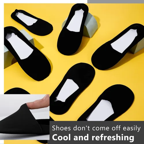 Vista 7 de 10 pares de calcetines invisibles para mujeres y hombres, calcetines de corte bajo de seda de hielo, calcetines delgados invisibles antideslizantes