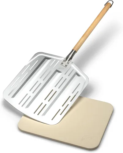 Vista 3 de Hans Grill Pizza Stone PRO XL, piedra rectangular para hornear con cáscara de aluminio