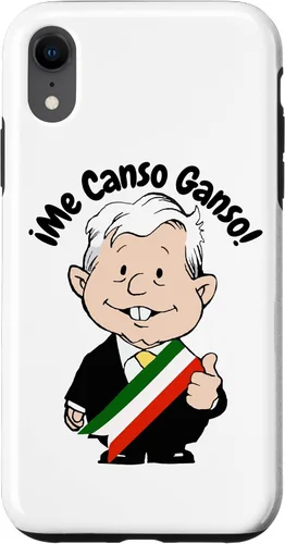 Vista 24 de Carcasa para iPhone 16 AMLO Amlito Me Canso Ganso Divertida y linda caricatura mexicana Muñeco