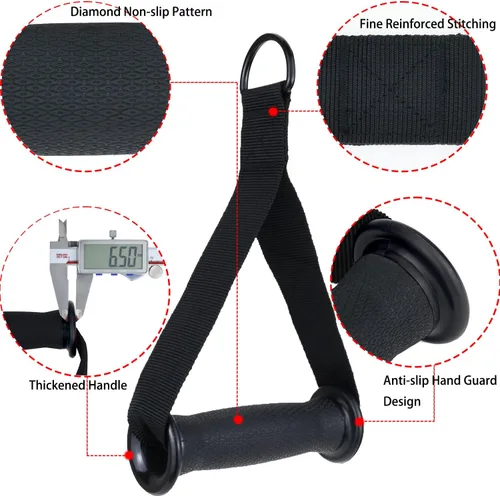 Vista 2 de Asas de resistencia para gimnasio, mango de repuesto resistente, accesorios para poleas de máquina de cable, banda de resistencia y entrenador