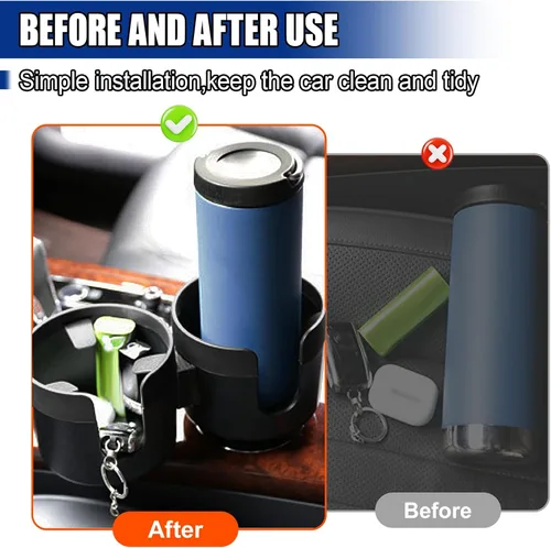 Vista 6 de Extensor de Portavasos Doble para Automóvil, Soporte Multifuncional 2 en 1 para Bebidas de Auto con Inserto de Base Ajustable, Adaptador