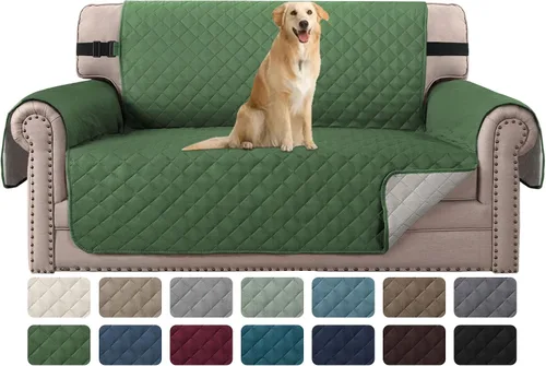Vista 19 de H.VERSAILTEX Funda de sofá resistente al agua para sofá de 3 cojines, reversible, protector de muebles acolchado con correa elástica, funda de sofá