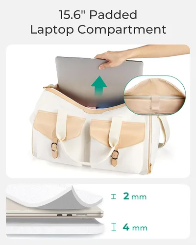Vista 4 de BAGSMART Bolsa de lona para viajes, bolsas vintage de fin de semana para mujer, Beige