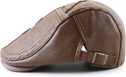 Vista 3 de Sombrero de periódico clásico de piel sintética para hombre, sombrero de hiedra de Gatsby, para conducir, cazar, pescar, para padre y papá