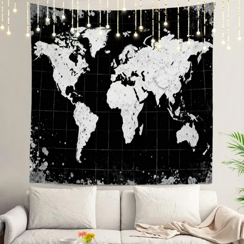 Vista 104 de Shrahala Tapiz de pared de hojas de arce otoñal, hojas rojas llameantes, fondo negro, tapiz grande para colgar en la pared, tapiz decorativo