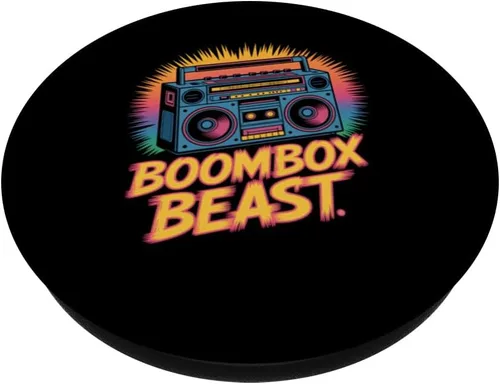 Vista 2 de Boombox Beast Retro 80s Hip Hop Street Music Vibes PopSockets Adhesive PopGrip