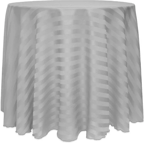 Vista 41 de ULTIMATE TEXTILE Mantel redondo de rayas satinadas de 84 pulgadas color marfil crema