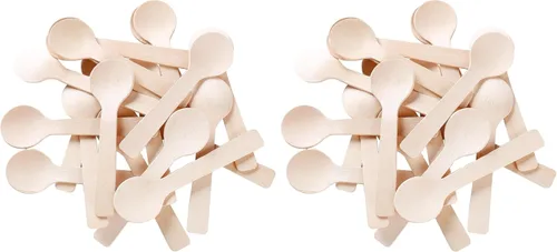 Vista 8 de Gmark 4" Mini cucharas de madera 100 ct, madera de abedul compostable biodegradable (100pcs/bolsa) GM1042A
