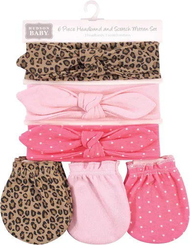 Vista 81 de Hudson Baby Conjunto de diadema de algodón y manoplas para rascar para bebé